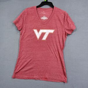 Virginia Tech Hokies Fanatics Womens Medium V Neck Shirt Cotton NCAA Tee